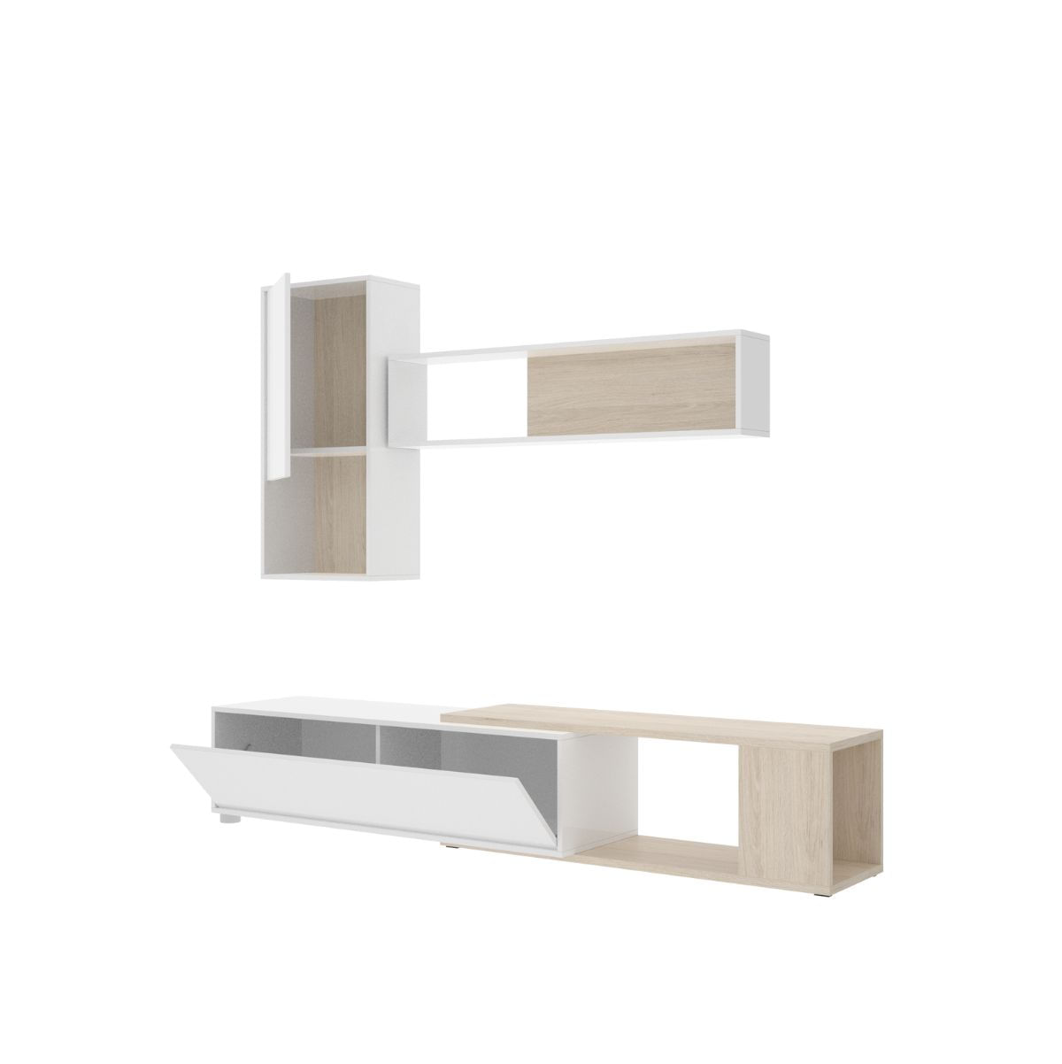 Composicion-de-salon-Obi-modulo-superior-con-vitrina-y-mueble-de-TV-blanco-natural-interior