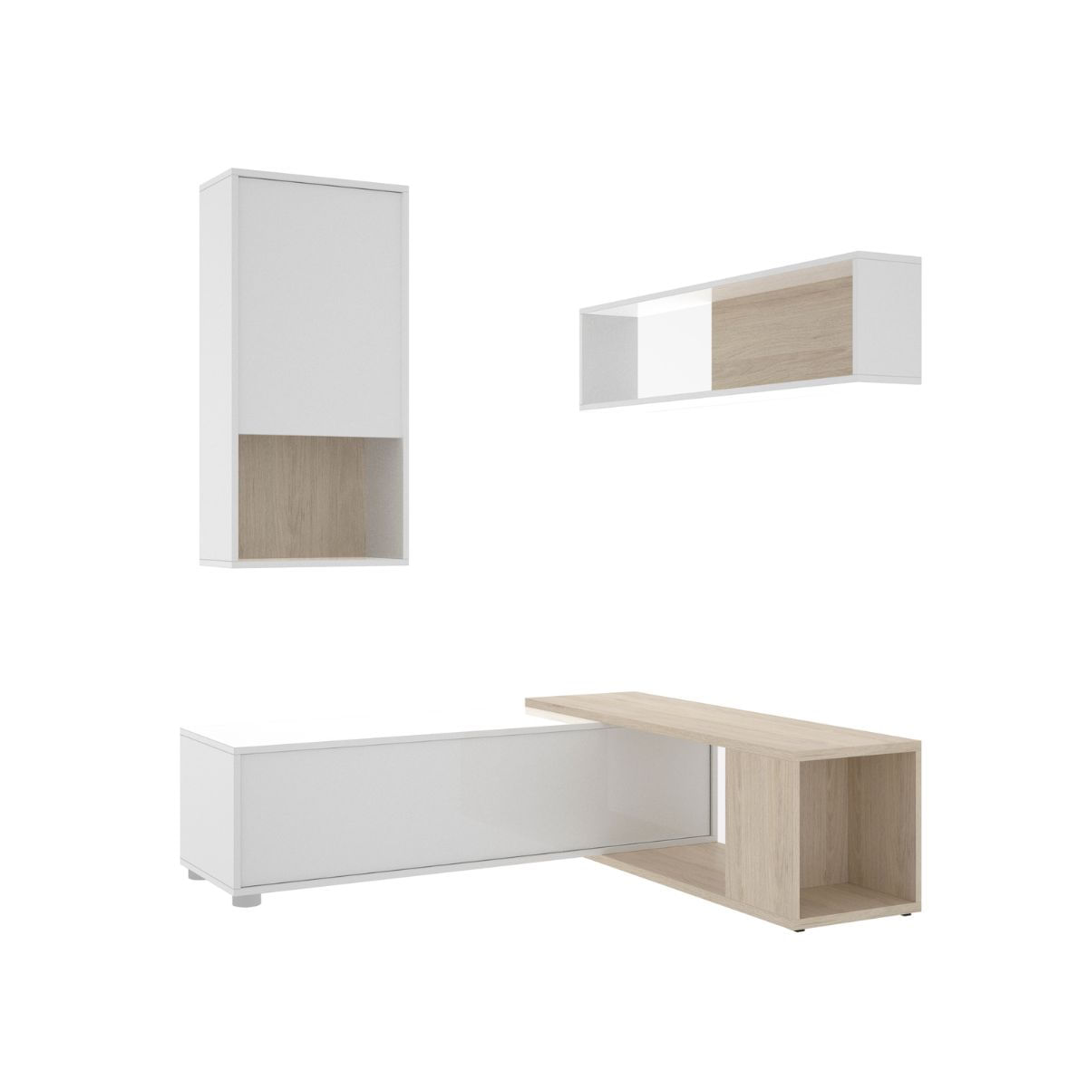 Composicion-de-salon-Obi-modulo-superior-con-vitrina-y-mueble-de-TV-blanco-natural-esquina