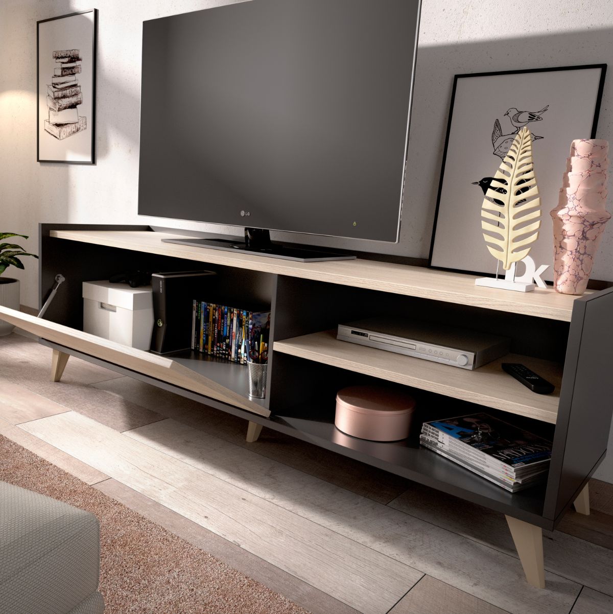 Mueble-de-TV-Ness-puerta-abatible-y-2-compartimentos-grafito-natural-47x155x43-cm-interior