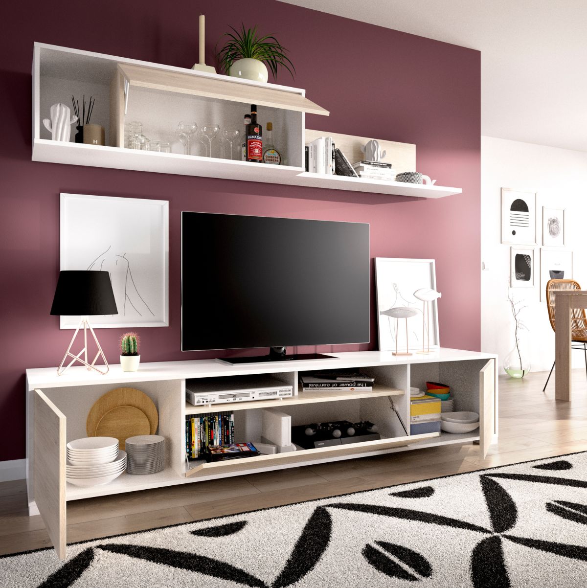 Composicion-de-salon-Ken-con-modulo-alto-y-mueble-de-TV-blanco-natural-interior