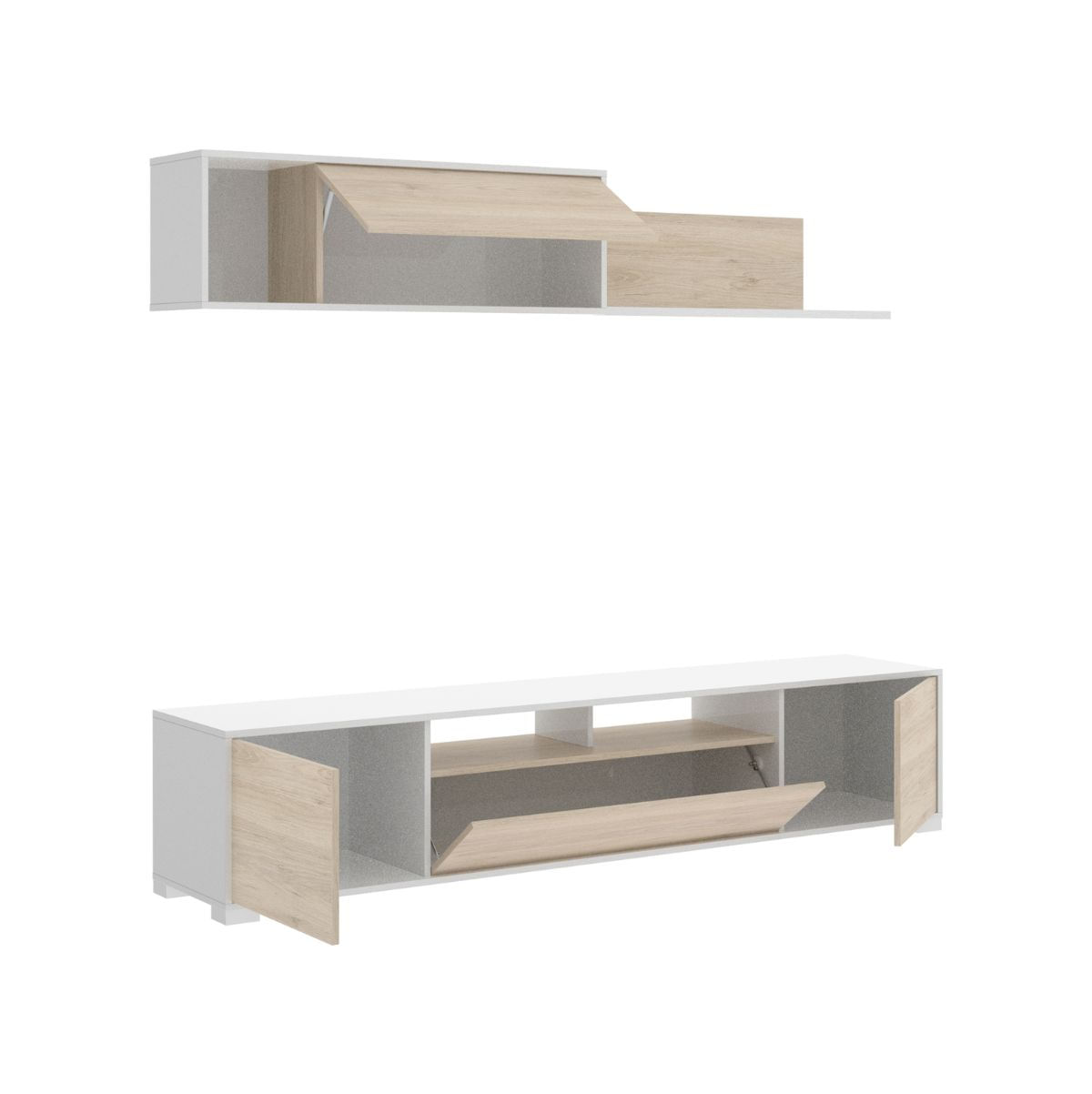 Composicion-de-salon-Ken-con-modulo-alto-y-mueble-de-TV-blanco-natural-interior