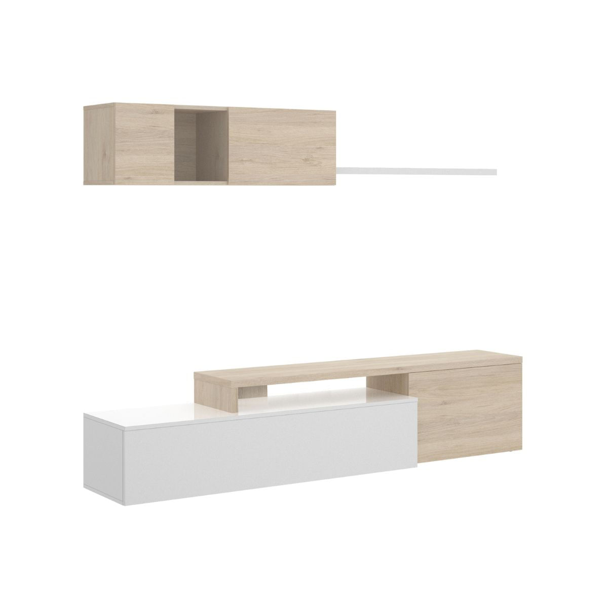 Composicion-de-salon-Elle-con-modulo-alto-y-mueble-de-TV-fondo-blanco