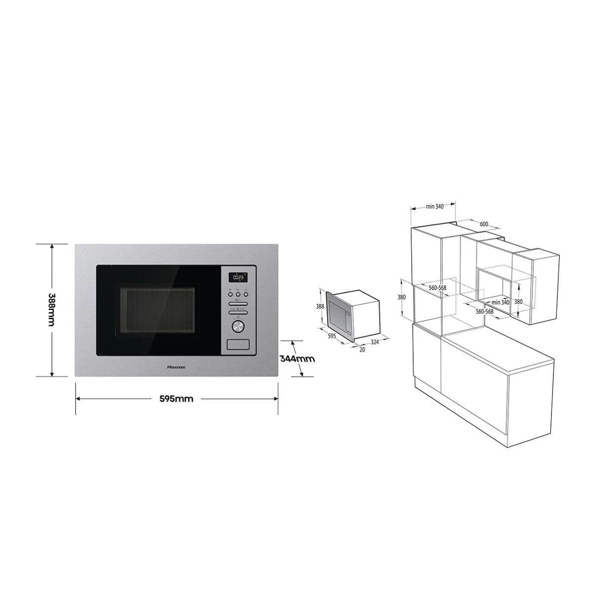 Microondas-integrable-Hisense-BIM320G41X-1000W-20L-15-programas---Grill-inox-