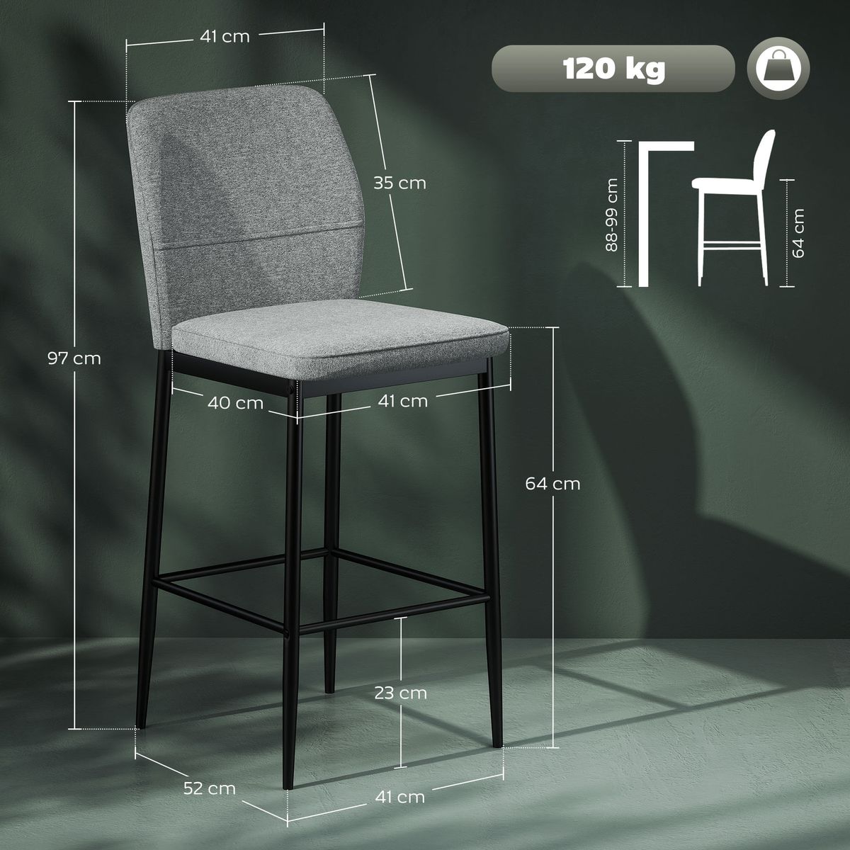 Pack-de-2-taburetes-Medellin-Homcom-asiento-acolchado-gris