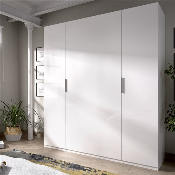 Armario-Essen-4-puertas-abatibles-blanco-brillo-204x180x52-cm