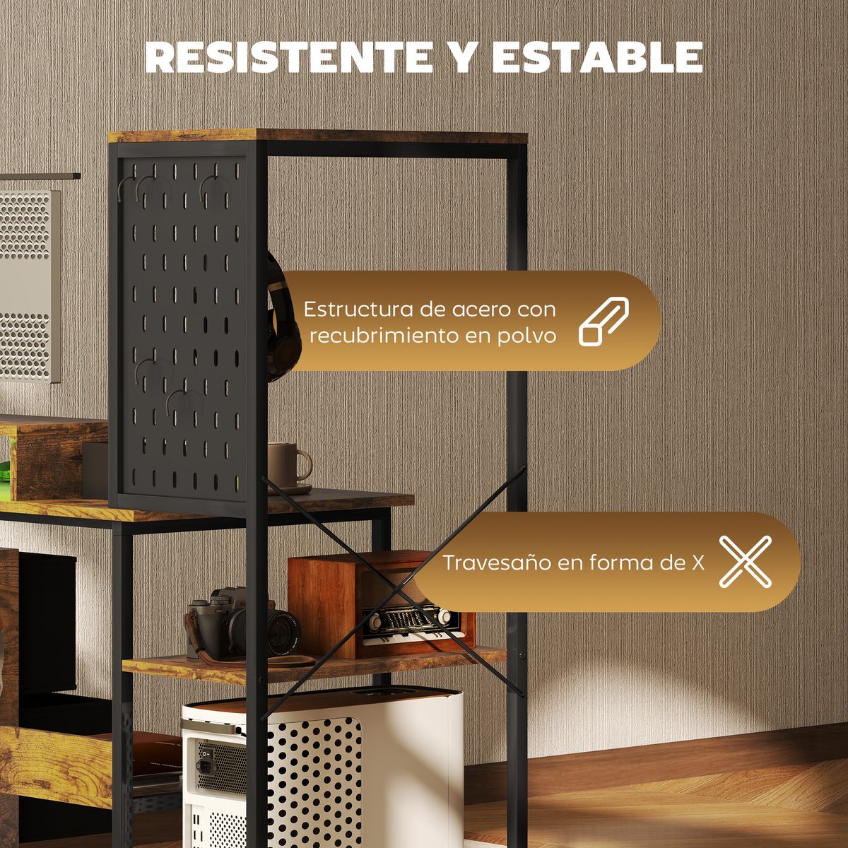 Escritorio-Brenkar-Homcom-2-cajones-4-estantes-abiertos-marron-1265x142x50-cm