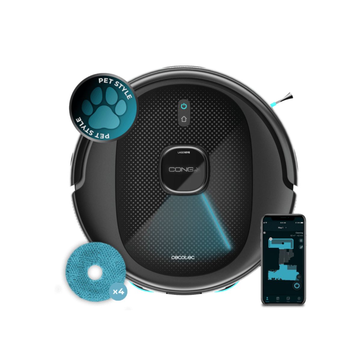Robot-aspirador-Cecotec-Conga-9590-Spin-Revolution-Ultra-Power-10000-Pa-4-en-1-negro
