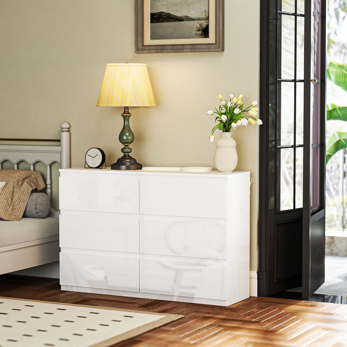 Comoda-Noruega-Homcom-6-cajones-blanco-75x112x34-cm-