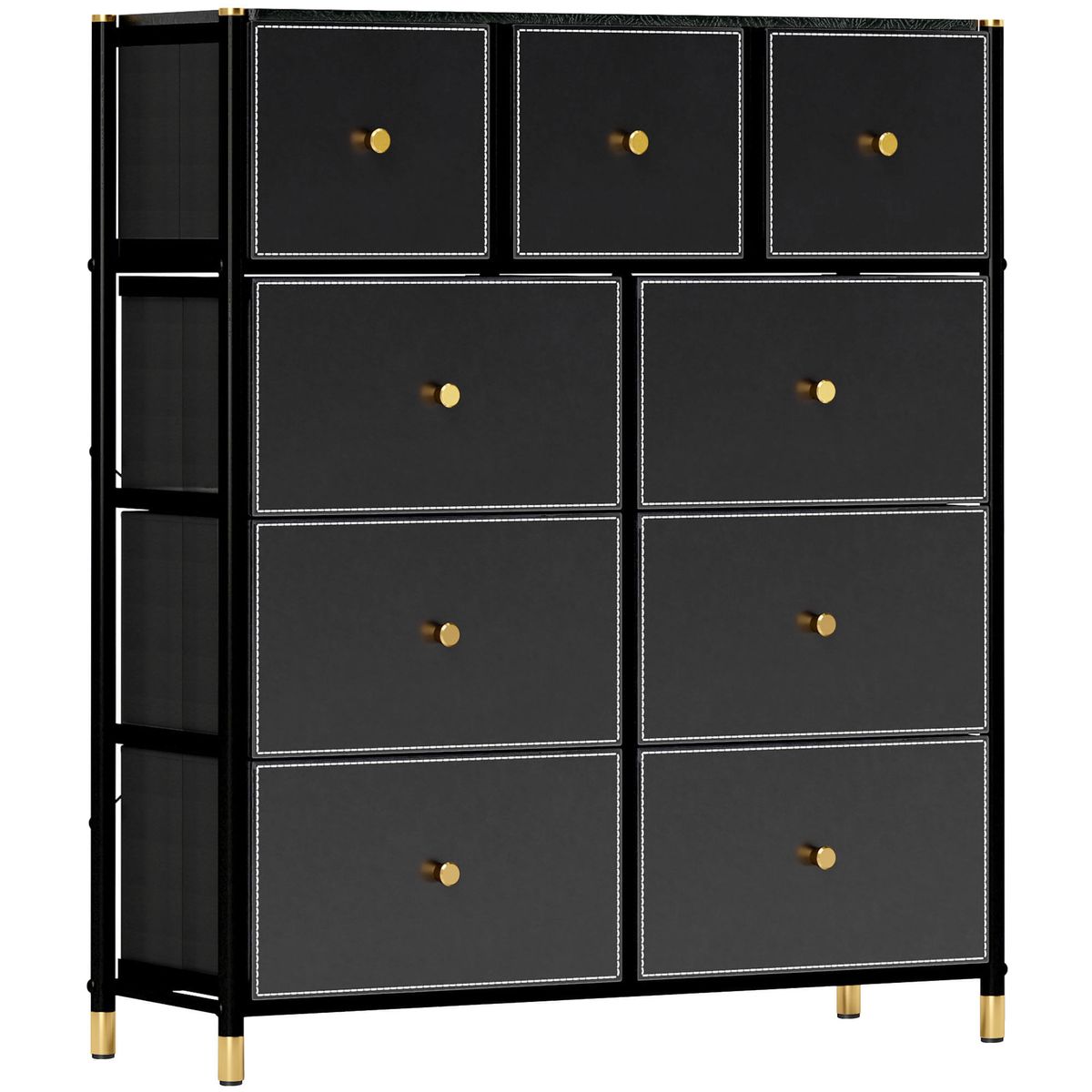 Comoda-Manchester-Homcom-9-cajones-negro-dorado-1035x88x30-cm-