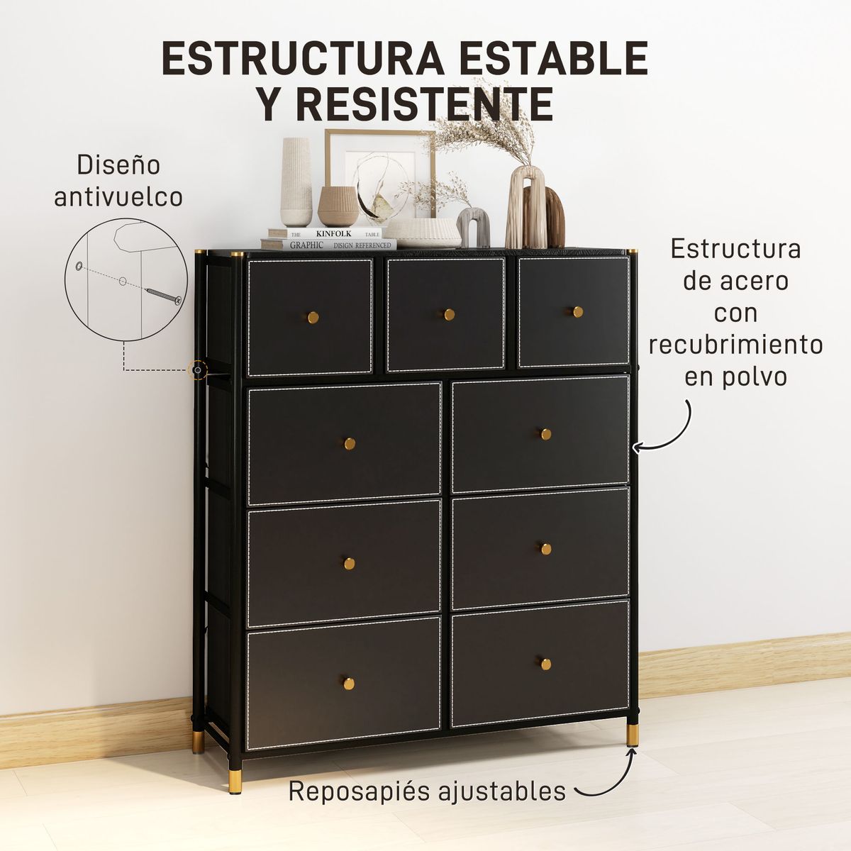 Comoda-Manchester-Homcom-9-cajones-negro-dorado-1035x88x30-cm-