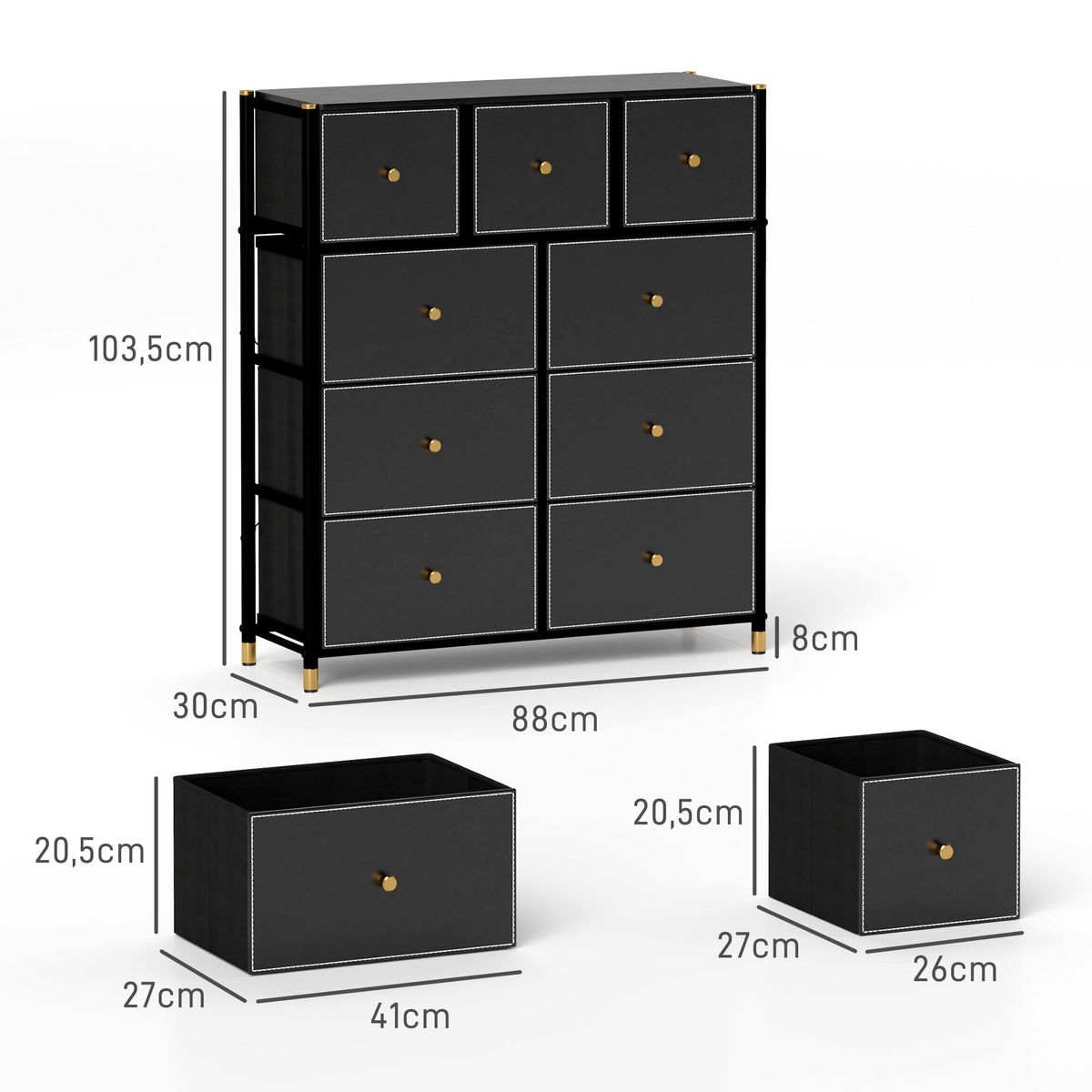 Comoda-Manchester-Homcom-9-cajones-negro-dorado-1035x88x30-cm-