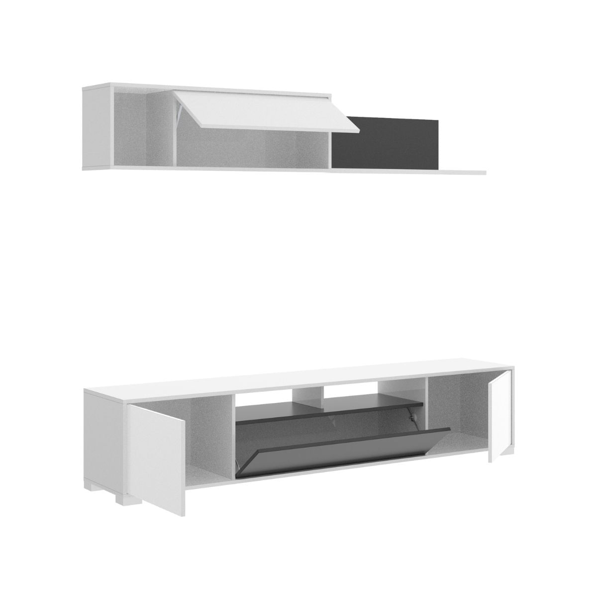 Composicion-de-salon-Ken-mueble-de-TV-y-modulo-superior-blanco-brillo-grafito-interior