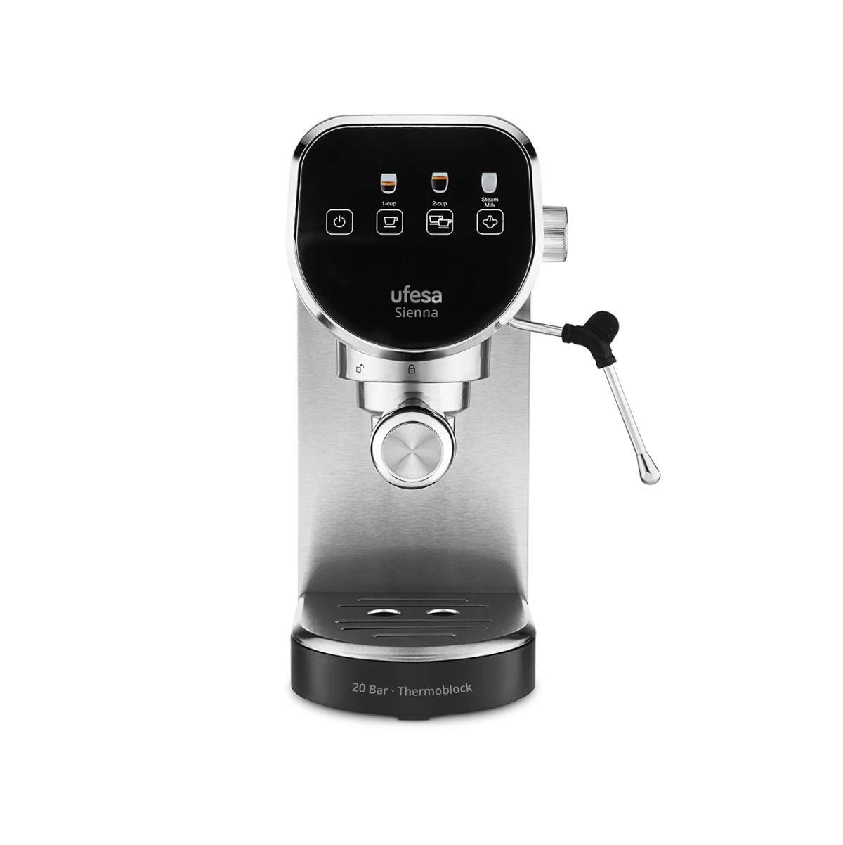 Cafetera-espresso-Ufesa-Sienna-1360W-09L-2-tazas-gris-negro-frontal