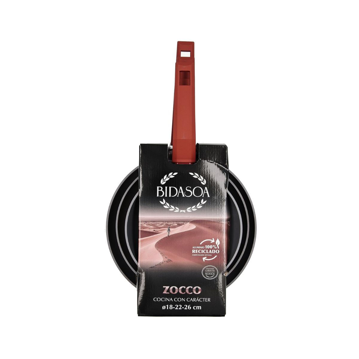 Pack-de-3-sartenes-Zocco-Bidasoa-aluminio-forjado-rojo-packaging
