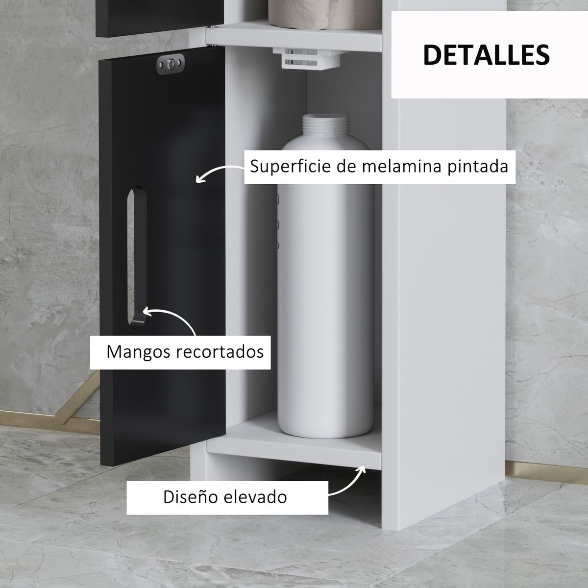 Columna-de-baño-Liana-Kleankin-3-puertas-y-3-estantes-blanco-negro-120x15x17-cm-detalle