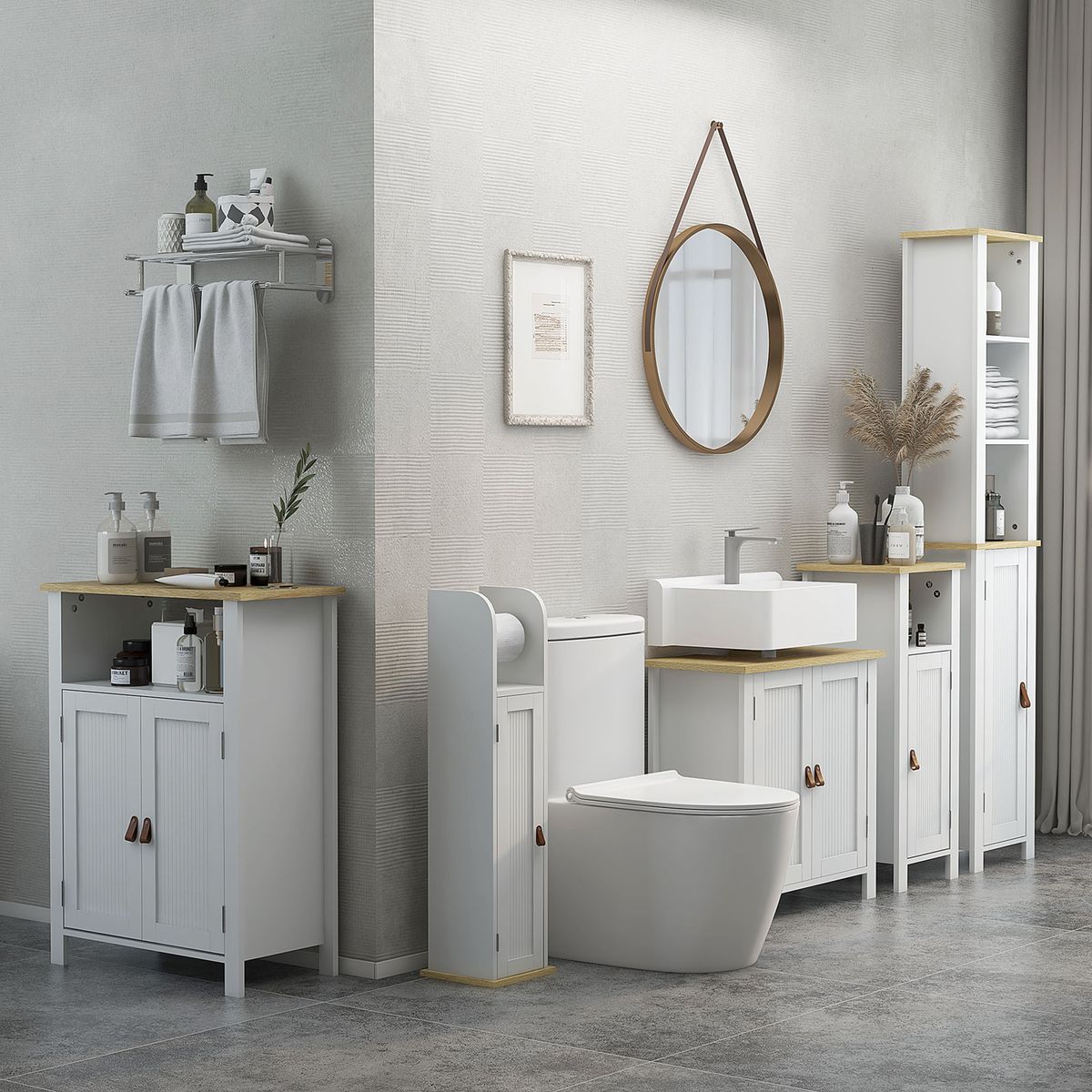 Columna-de-baño-Monte-Kleankin-con-puerta-y-3-estantes-blanco-natural-165x34x23-cm-ambientada