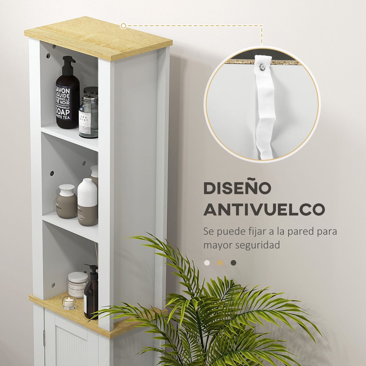 Columna-de-baño-Monte-Kleankin-con-puerta-y-3-estantes-blanco-natural-165x34x23-cm