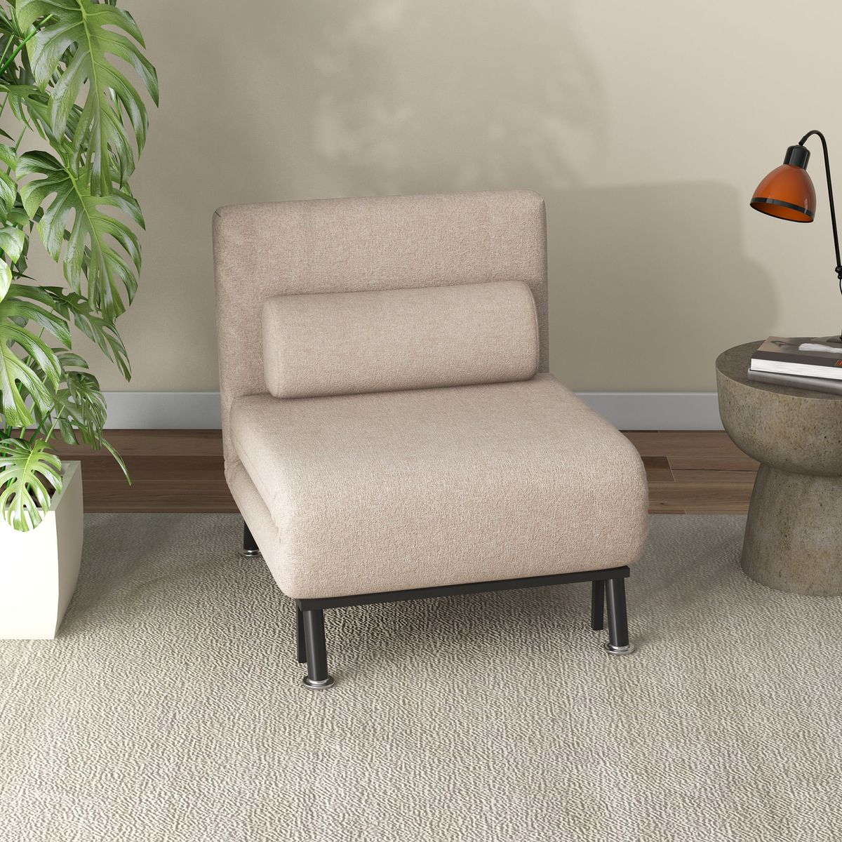 Butaca-Linda-Homcom-convertible-en-cama-beige-75x75x70-cm-ambientada
