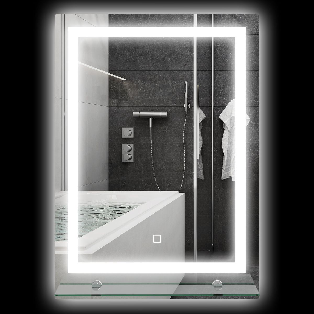Espejo-para-baño-Coral-Kleankin-3-colores-tactil-plata-70x50-cm-detalle
