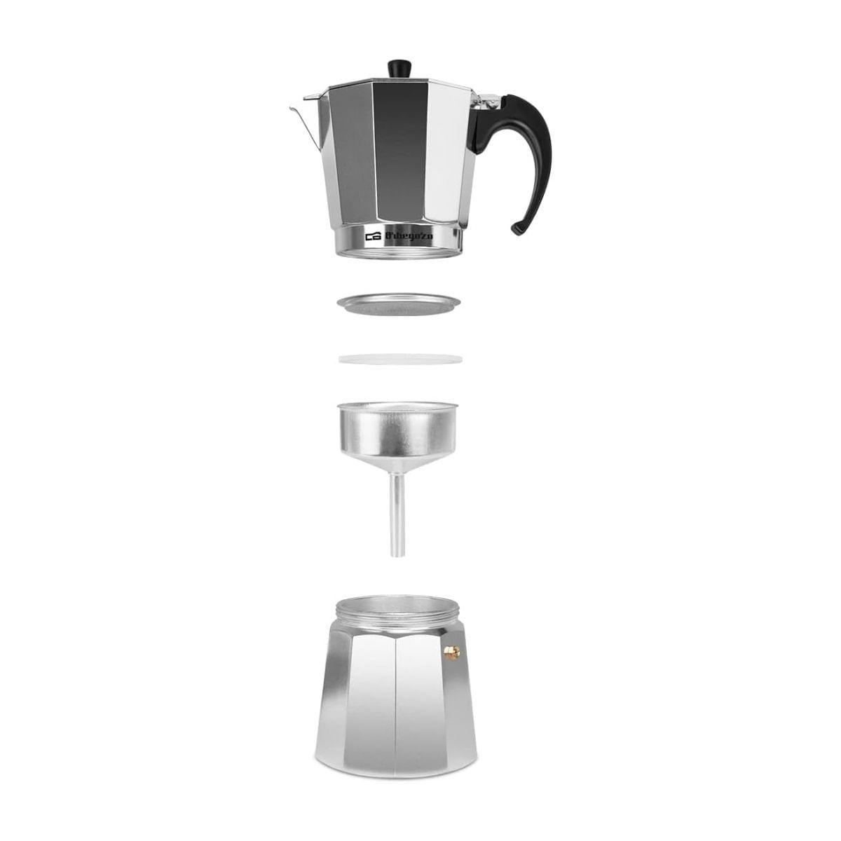 Cafetera-italiana-Orbegozo-KF1200-12-tazas-aluminio-partes