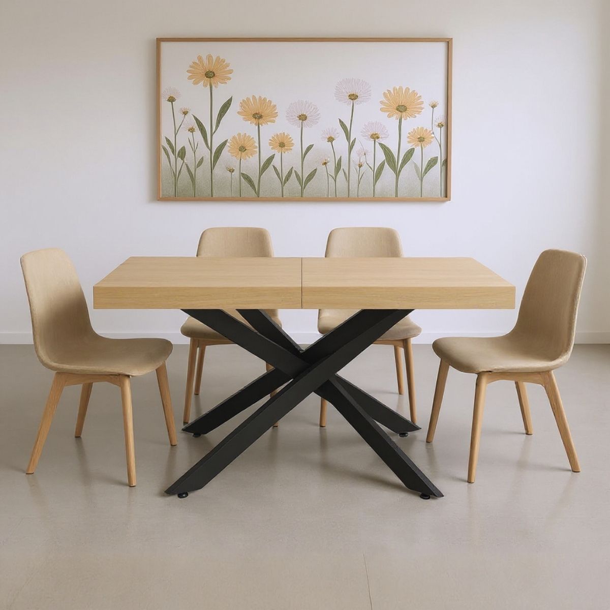 Mesa-de-comedor-Leonardo-diseño-extensible-negro-76x160-200-240x90-cm-ambientada