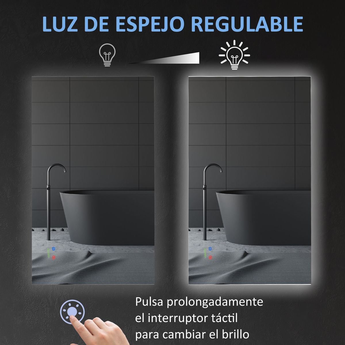 Espejo-de-baño-Olmo-Kleankin-con-luz-LED-y-antivaho-plata-60x90x32-cm-tactil