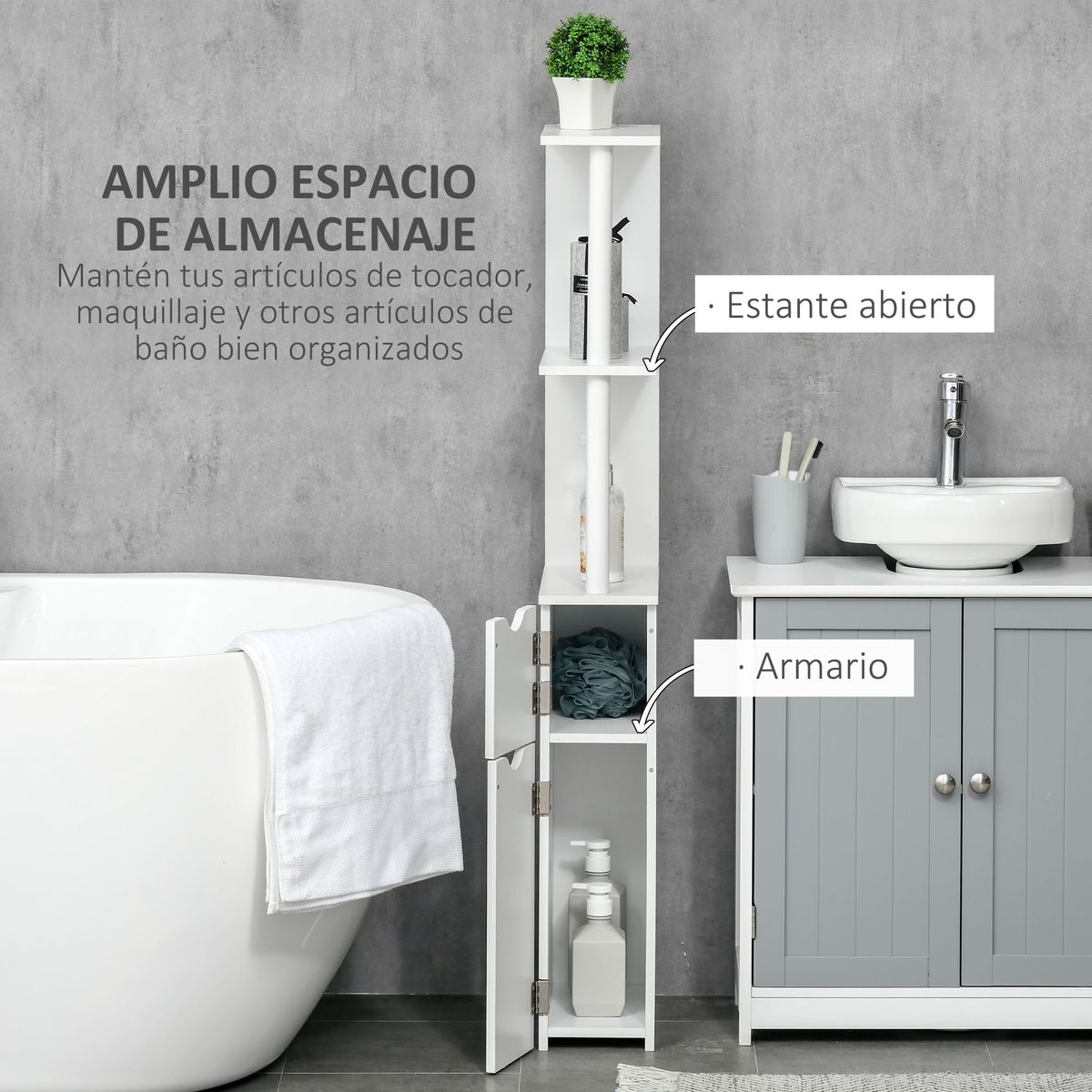 Columna-de-baño-Dallas-Kleankin-2-estantes---2-armarios-blanco-118x298x152-cm