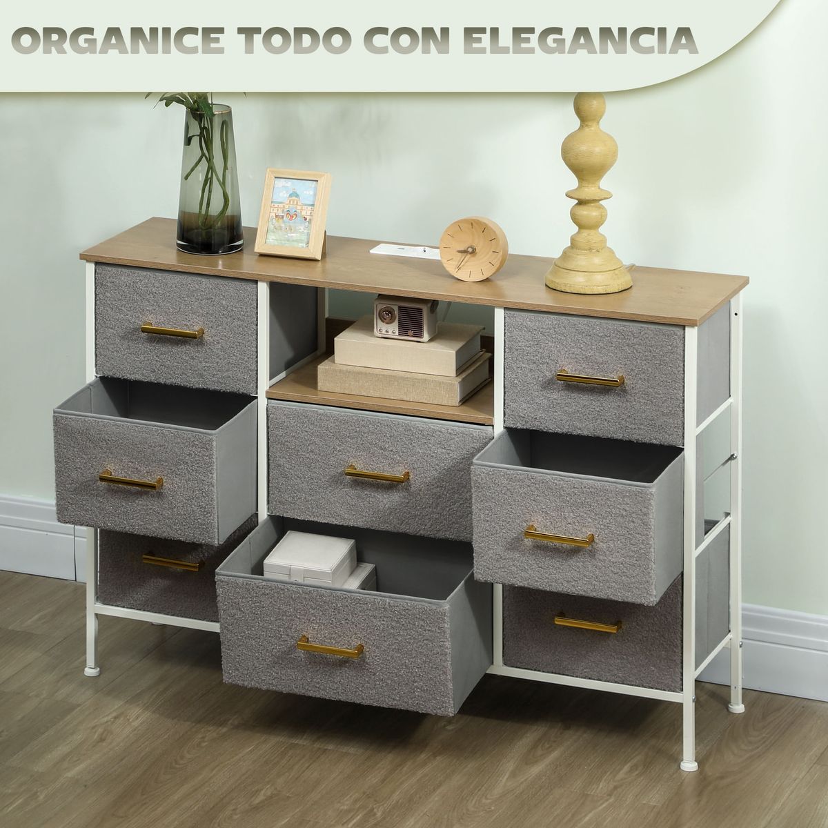 Comoda-Cedro-Homcom-cajones-tela-con-estacion-de-carga-USB-C-gris-76x110x30-cm