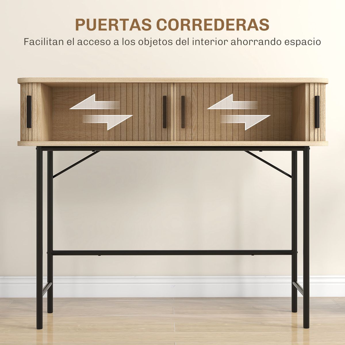 Consola-Roca-Homcom-2-puertas-correderas-natural-negro-80x100x30-cm