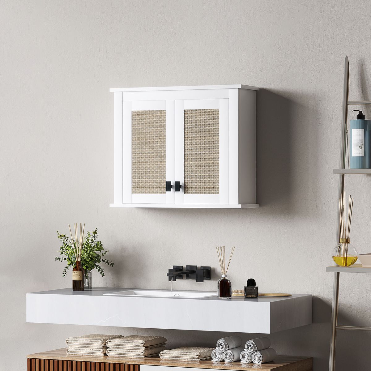 Armario-de-baño-Brisa-Homcom-2-puertas-blanco-natural-494x60x195-cm-ambientada