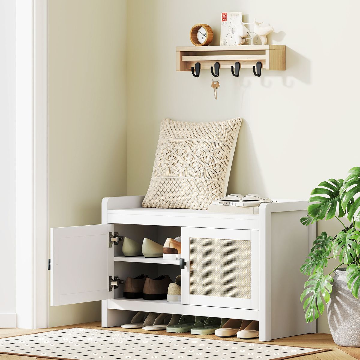 -Banco-zapatero-Arena-Homcom-2-puertas-blanco-natural-52x80x35-cm-ambientada