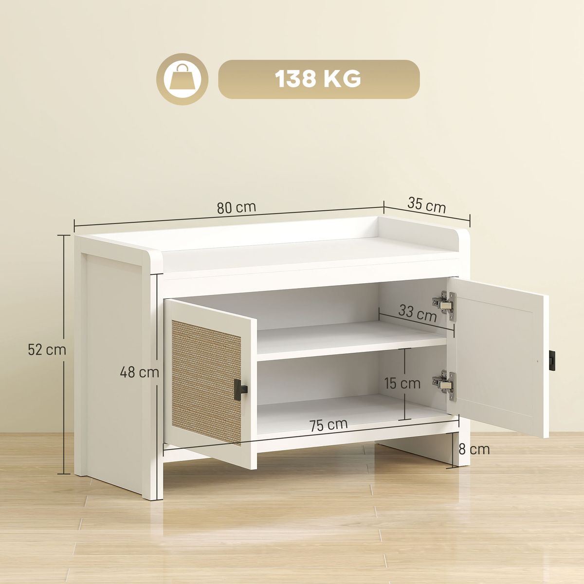 -Banco-zapatero-Arena-Homcom-2-puertas-blanco-natural-52x80x35-cm-medidas