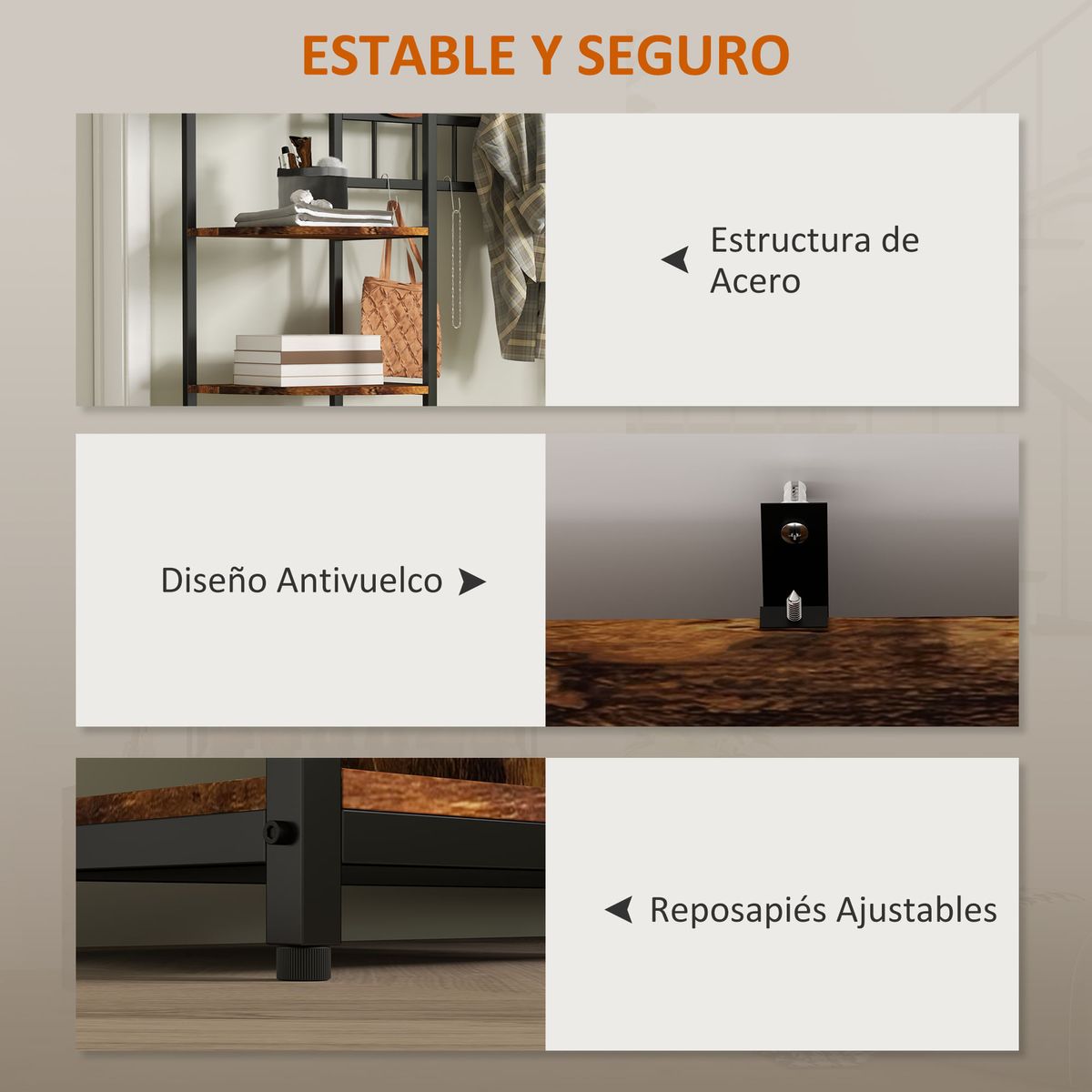 Perchero-zapatero-Prisma-Homcom-puerta-abatible-con-estantes-y-ganchos-marron-oscuro-180x120x35-cm