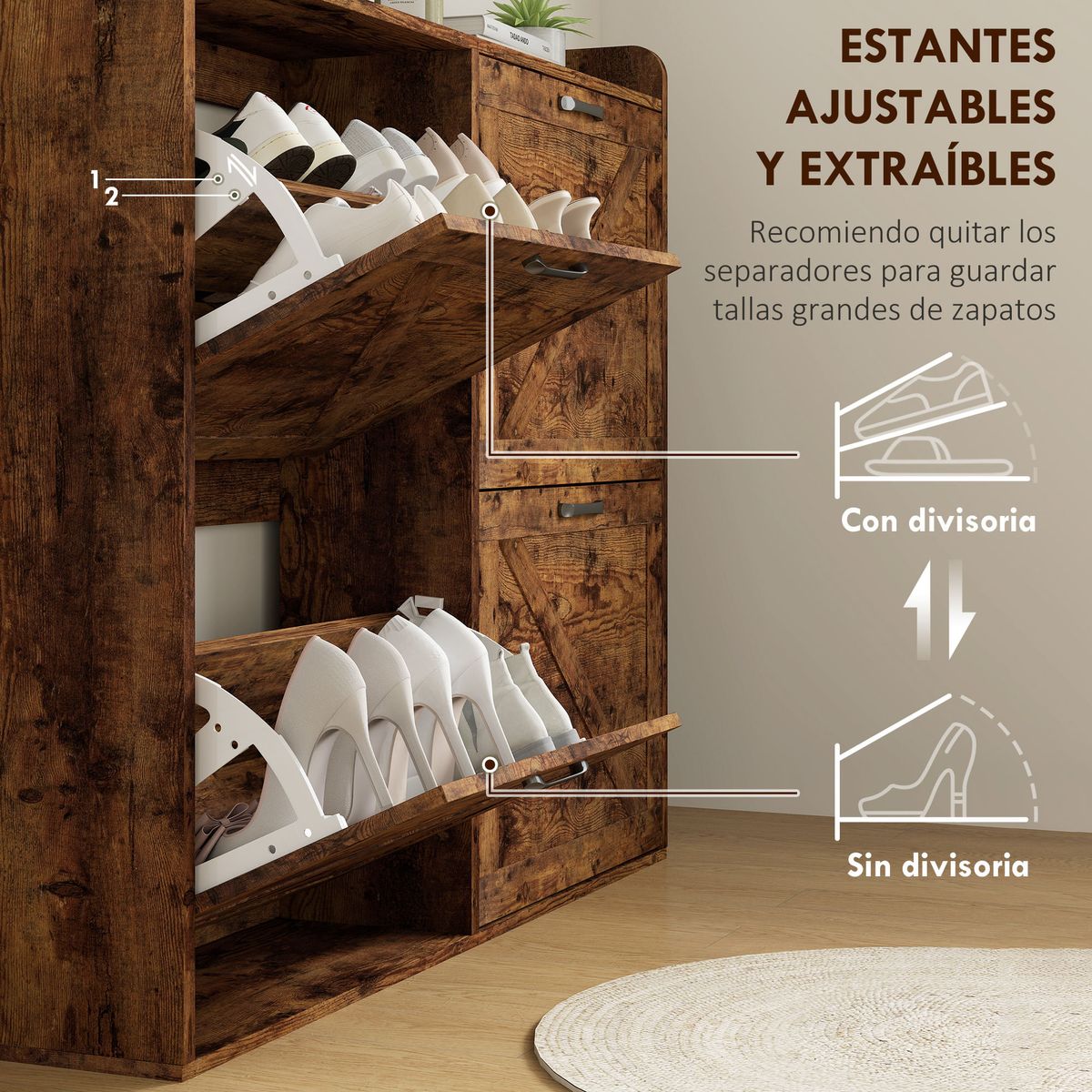 Zapatero-Vertice-Homcom-4-puertas-24-pares-marron-103x120x24-cm