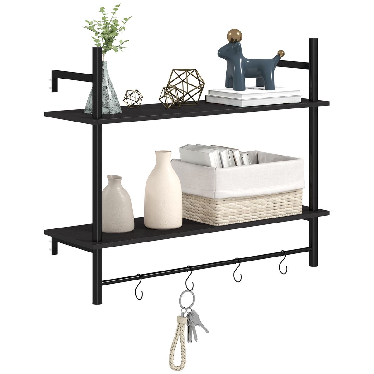 Estanteria-Vertice-Homcom-2-niveles-con-4-ganchos-negro-65x80x24-cm-market