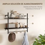 Estanteria-Vertice-Homcom-2-niveles-con-4-ganchos-negro-65x80x24-cm