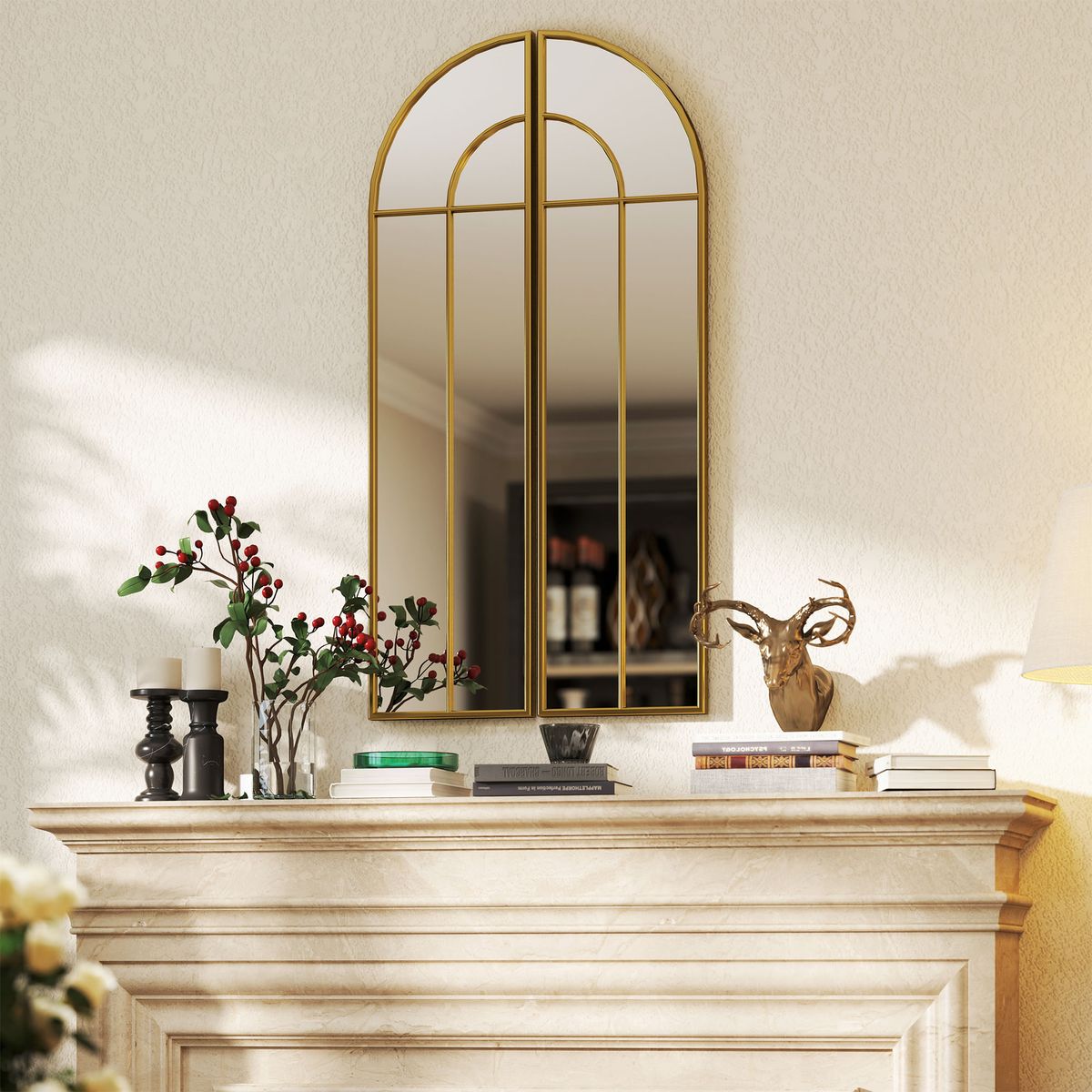 Espejo-Circulo-Homcom-diseño-arco-dorado-120x30x3-cm