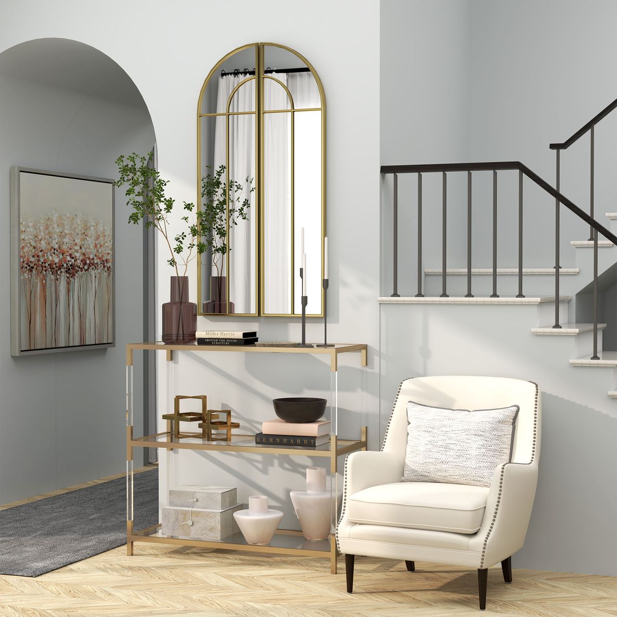 Espejo-Circulo-Homcom-diseño-arco-dorado-120x30x3-cm