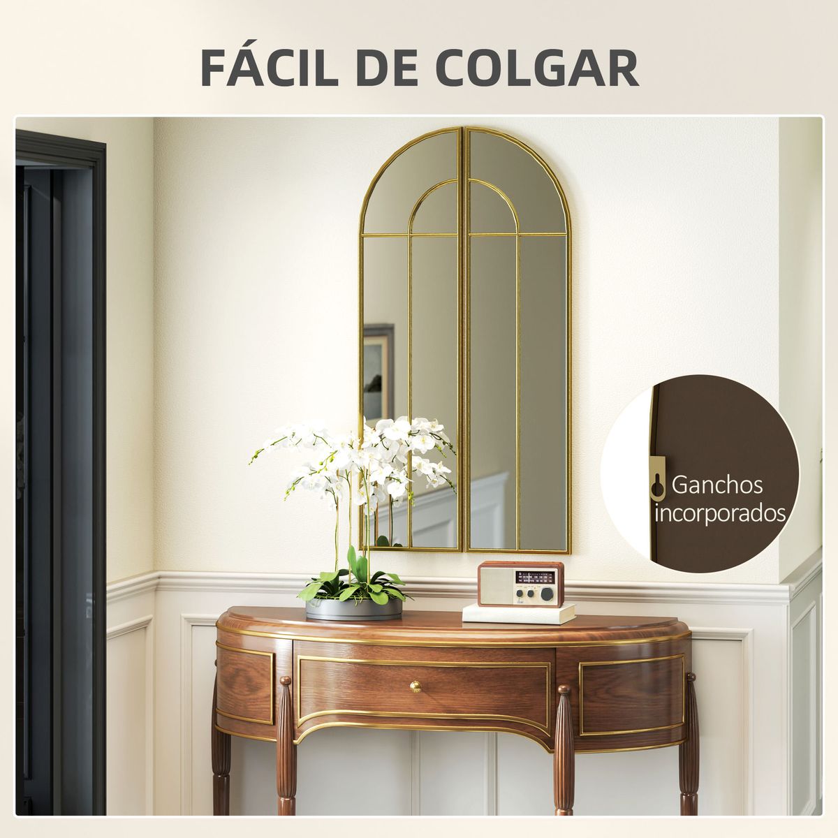Espejo-Circulo-Homcom-diseño-arco-dorado-120x30x3-cm