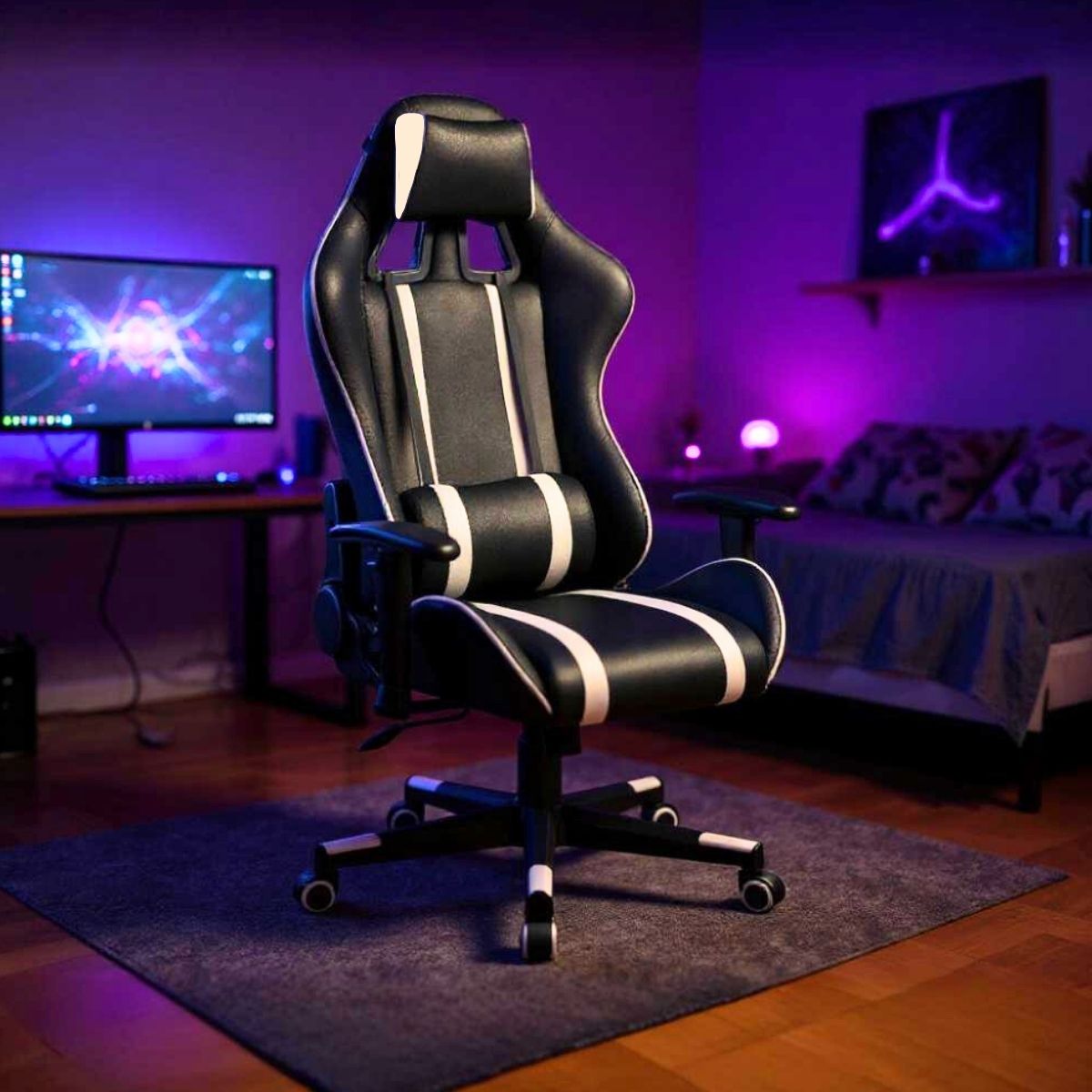 Silla-gaming-Racing-Pro-altura-regulable-reclinable-negro-121-131x70x70-cm-ambientada