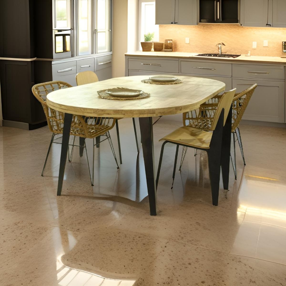 Mesa-de-comedor-extensible-Berg-diseño-redondo-roble-nordish-negro-76x120-160-200x120-cm