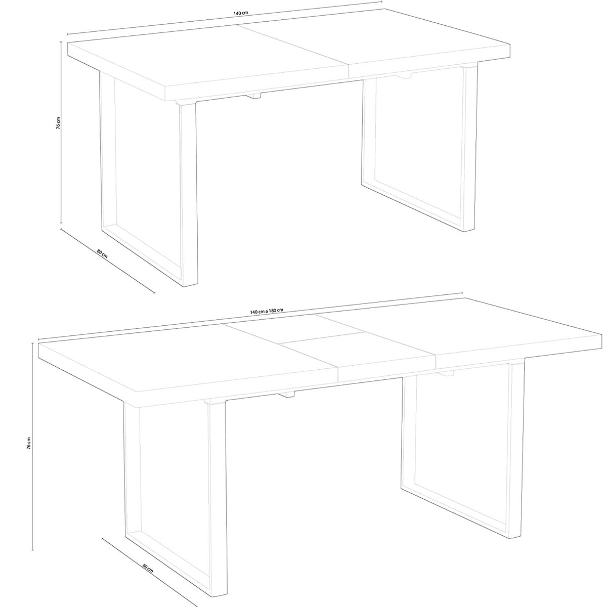 Mesa-de-comedor-extensible-Steve-diseño-nordico-roble-Nordish-negro-76x140-180x80-cm-medidas