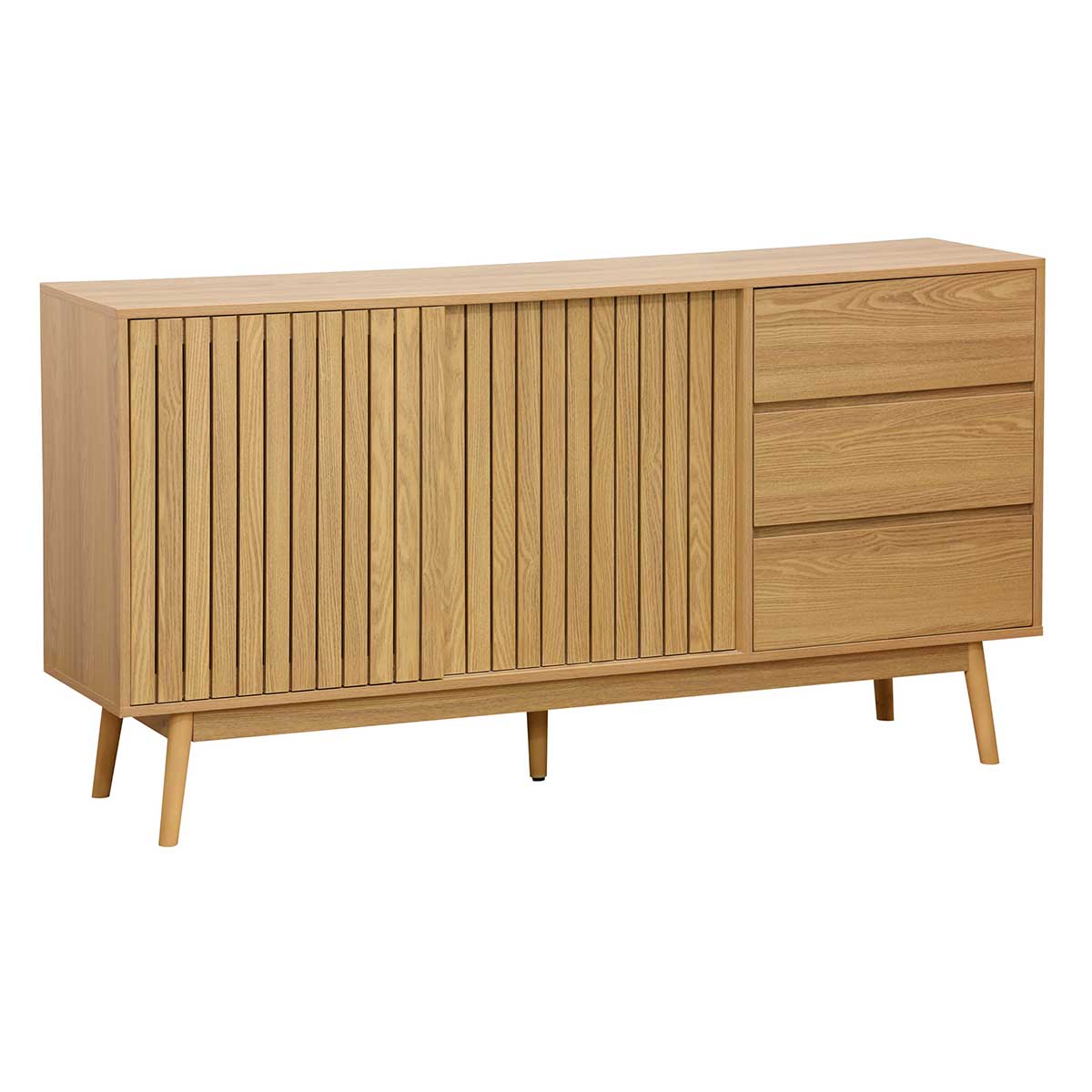 Consola-baja-Trend-2-puertas-correderas---3-cajones-natural-80x150x40-cm