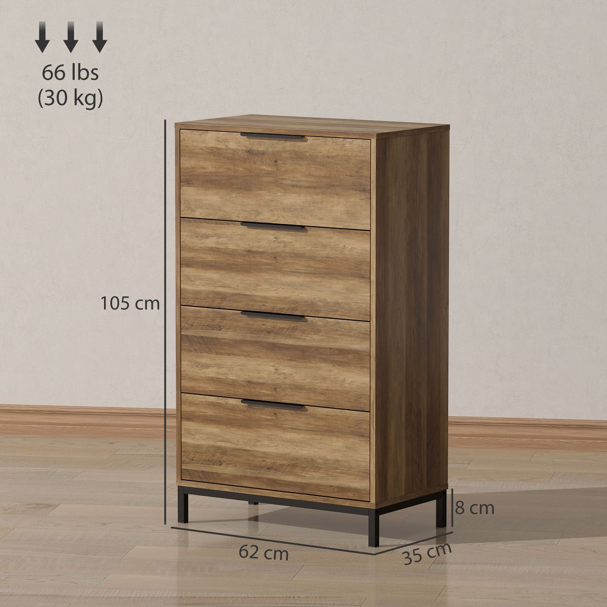 Comoda-Senda-Homcom-4-cajones-natural-105x62x35-cm-medidas
