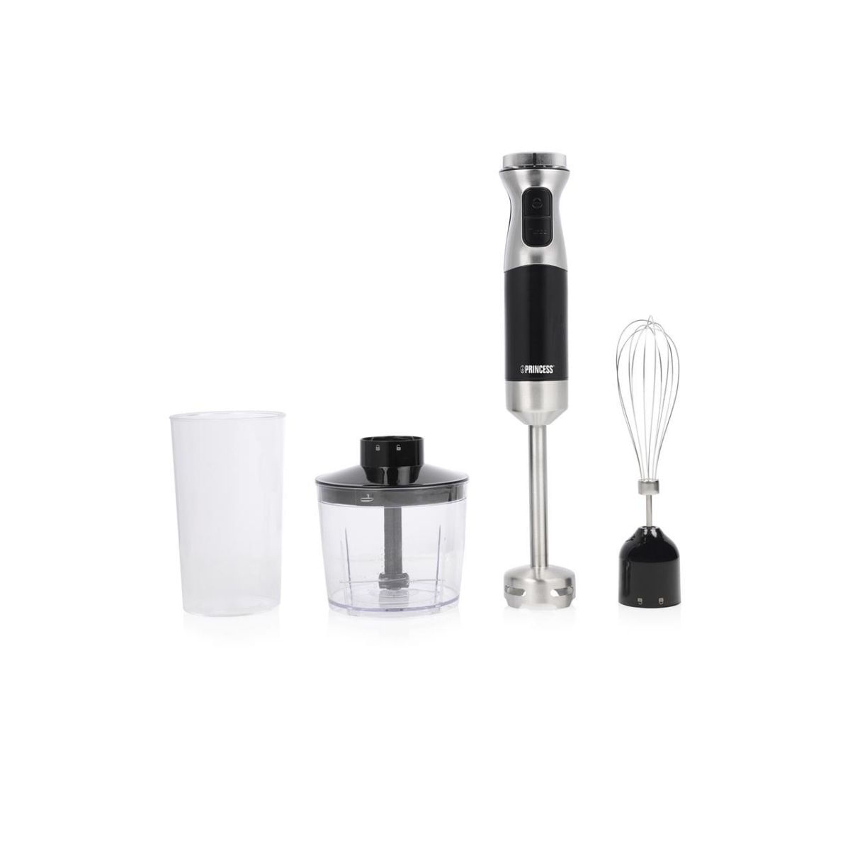 Batidora-de-mano-Princess-1000W-con-accesorios-acero-inoxidable-fondo-blanco