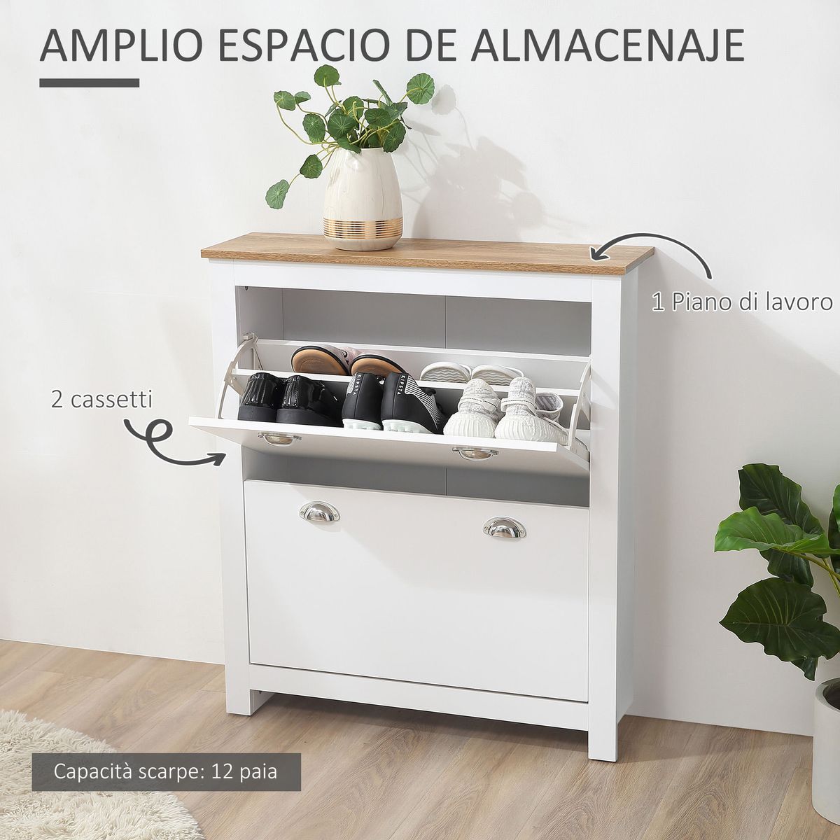 Zapatero-Calma-Homcom-2-cajones-blanco-natural-905x79x23-cm-interior