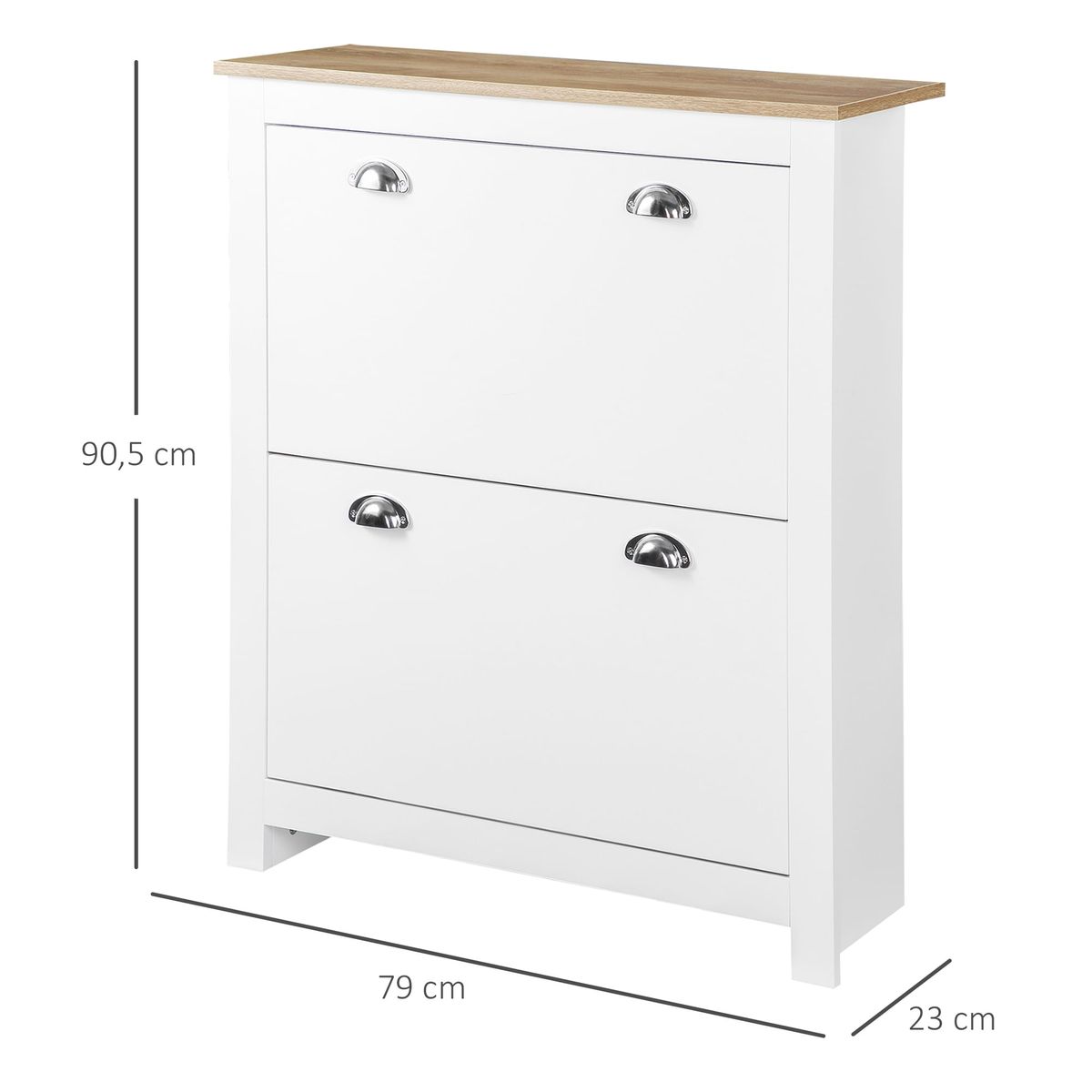 Zapatero-Calma-Homcom-2-cajones-blanco-natural-905x79x23-cm-medidas