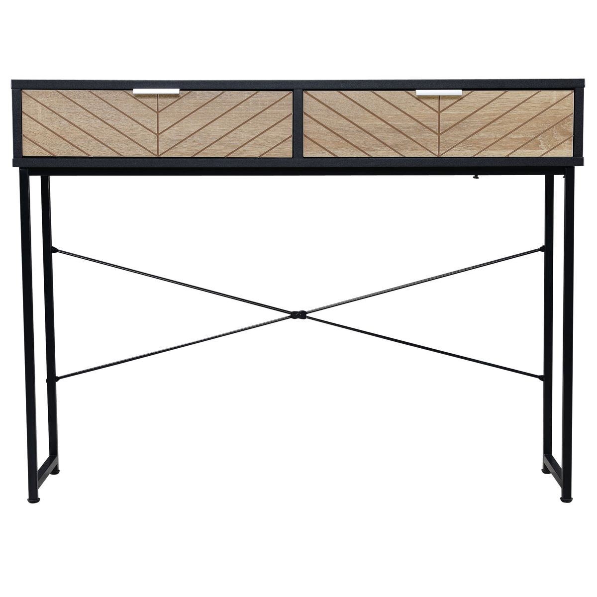 Consola-Rincon-Homcom-2-cajones-negro-natural-75x100x30-cm-fondo-blanco