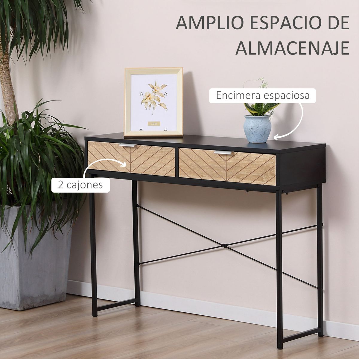 Consola-Rincon-Homcom-2-cajones-negro-natural-75x100x30-cm-web