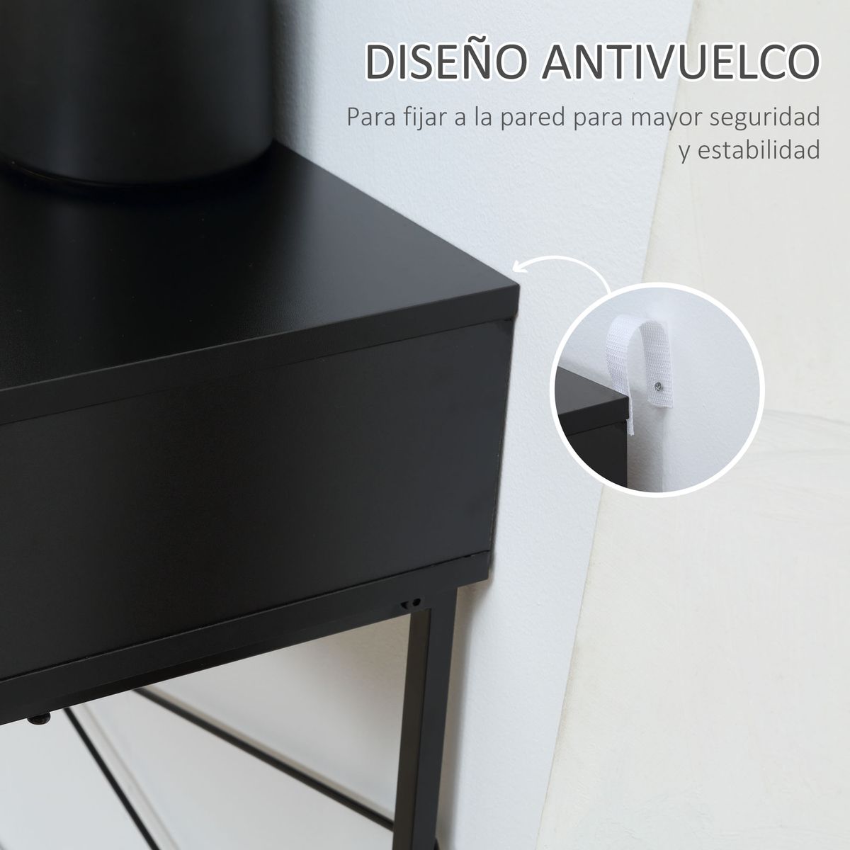 Consola-Rincon-Homcom-2-cajones-negro-natural-75x100x30-cm-detalle